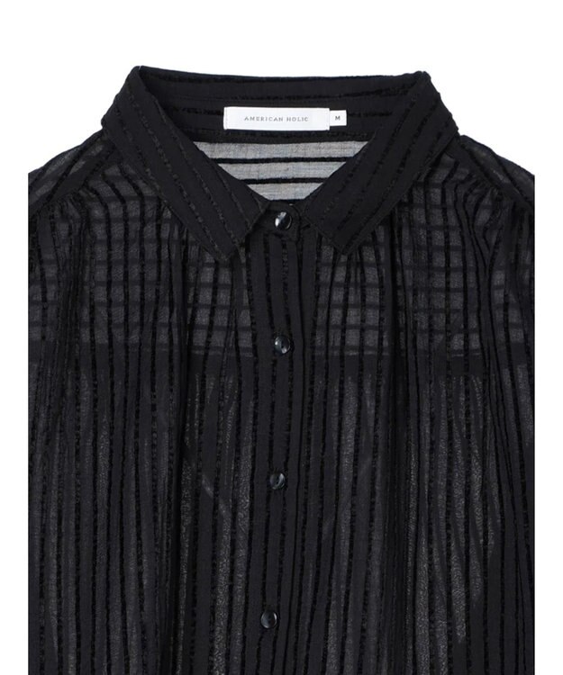 AMERICAN HOLIC ドビーストライプシャツ Black