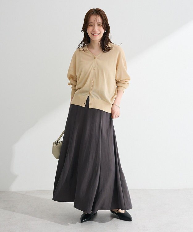 Green Parks 衿付きニットカーディガン Beige