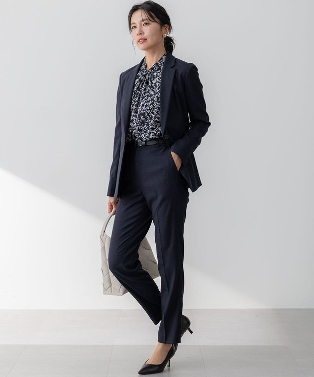 23区 【セットアップ対応/防シワ性/洗える】アイアスマットストレッチ テーラード ジャケット ネイビー系