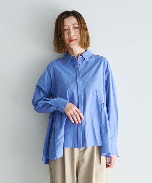 YECCA VECCA ペプラムギャザーシャツ Blue