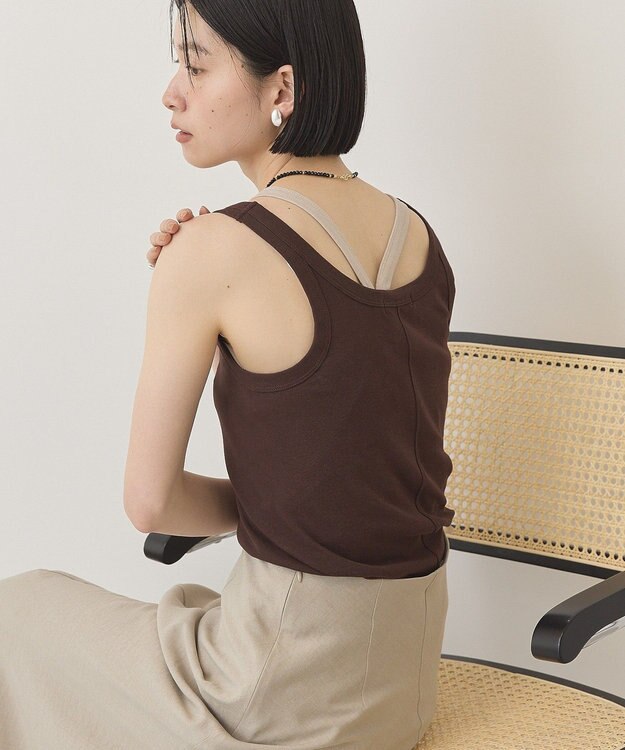 AMERICAN HOLIC 【2点セット】レイヤードデザインタンクトップ Brown