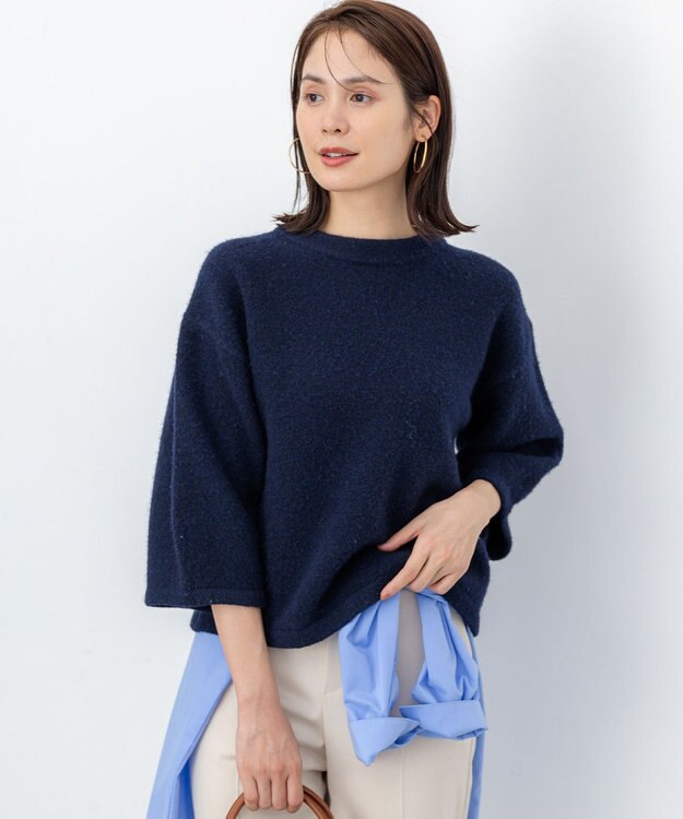 組曲 S ハーフスリーブミルド ニットプルオーバー ネイビー系