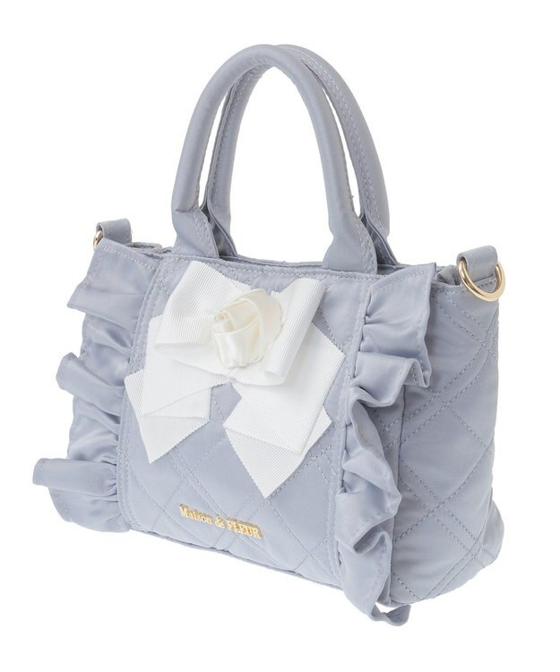 Maison de FLEUR ローズ2Wayキルティングミニトートバッグ Grayish Blue