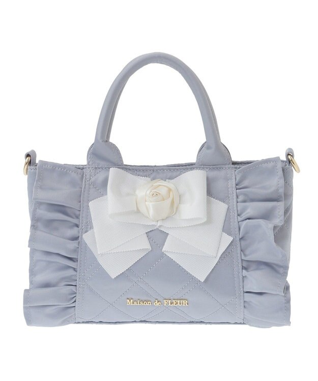 Maison de FLEUR ローズ2Wayキルティングミニトートバッグ Grayish Blue