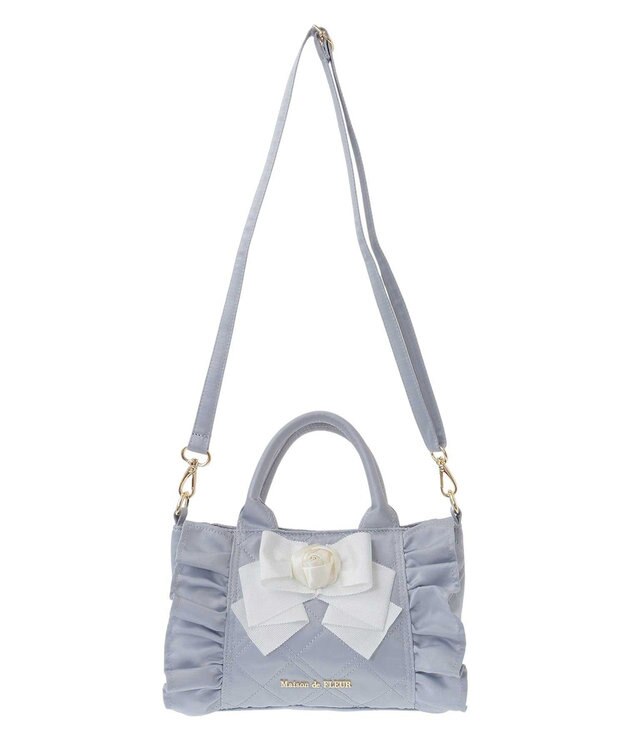 Maison de FLEUR ローズ2Wayキルティングミニトートバッグ Grayish Blue