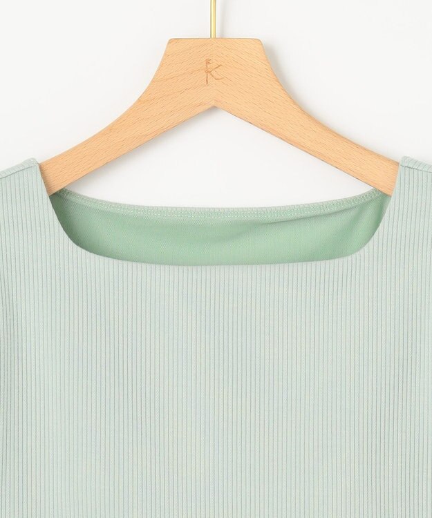 組曲 L 【WEB限定】ストライプジャガード カップ付きTシャツ クリームミント系