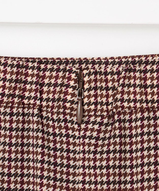 J.PRESS LADIES デシンハウンドトゥースプリント スカート ブラウン系