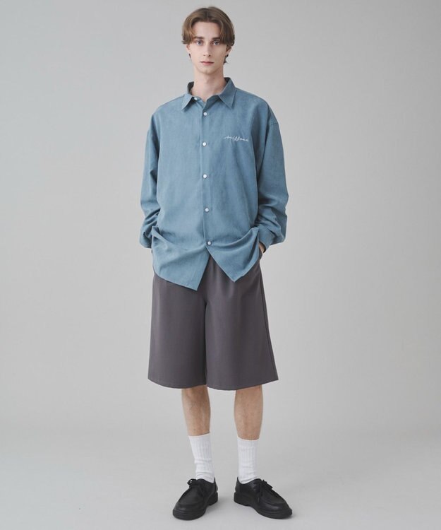 WEGO 【ユニセックス着用ITEM】フィブリルワンポイントBIGシャツ（長袖） サックス