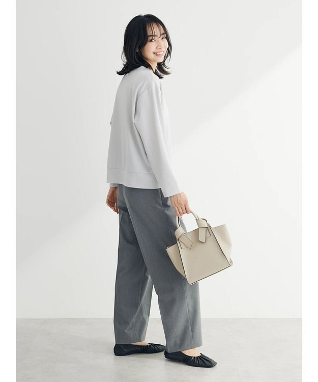 Green Parks カットジョーゼットドットボタンカーディガン Light Gray