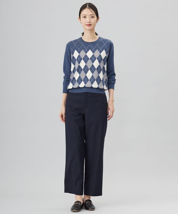 J.PRESS LADIES L 【洗える】アーガイル ツイン ニット ブルーグレー系