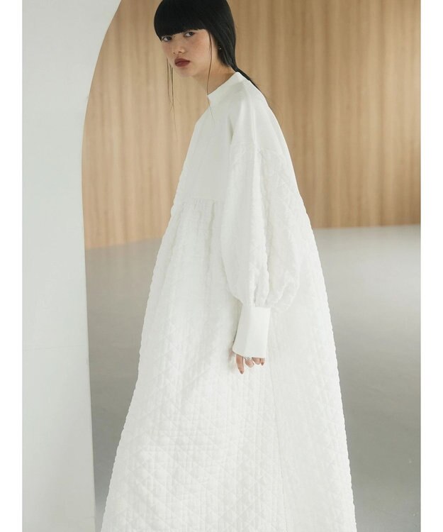 Green Parks armonia．異素材切替ワンピース Off White