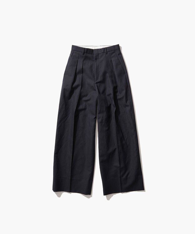 ATON WOOL LINEN SHARKSKIN | ワイドパンツ DARK NAVY