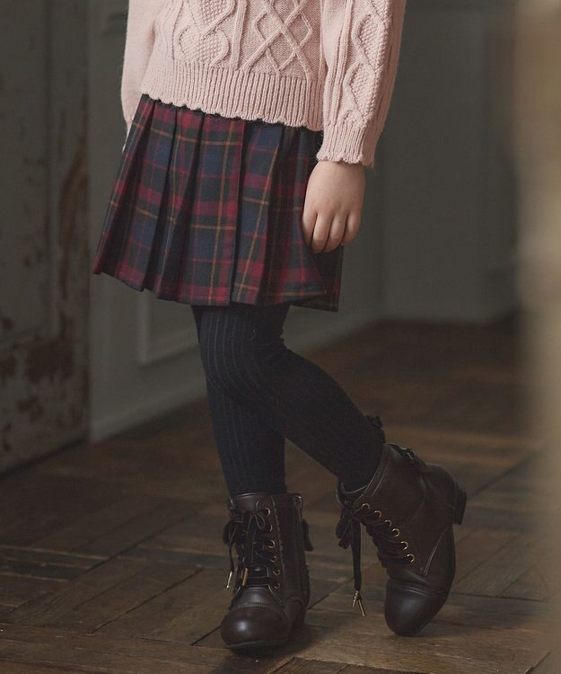 ANY KIDS チェック柄 プリーツ キュロット 赤系チェック