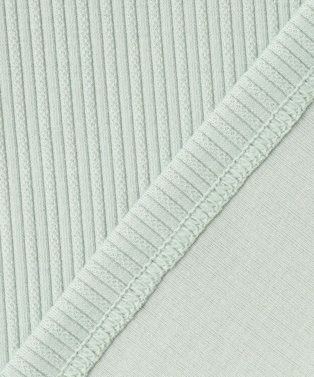 組曲 L 【WEB限定】ストライプジャガード カップ付きTシャツ クリームミント系