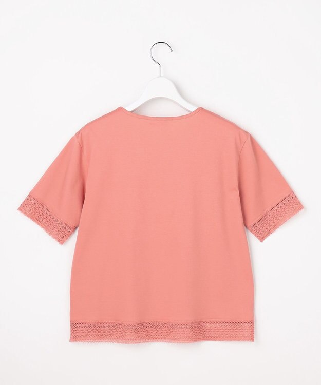 J.PRESS LADIES 【一枚で着映え】コットンスムース レース カットソー サーモン系