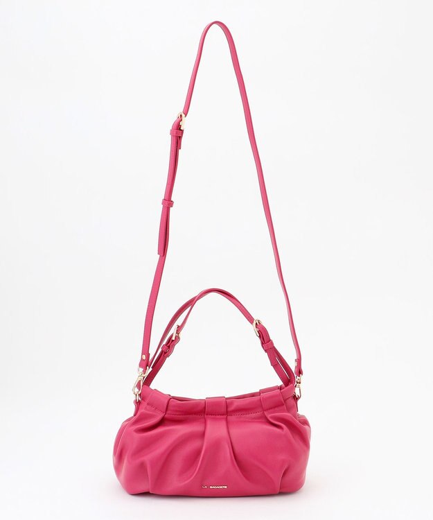LA BAGAGERIE シープレザー　ギャザーミニバッグ ピンク