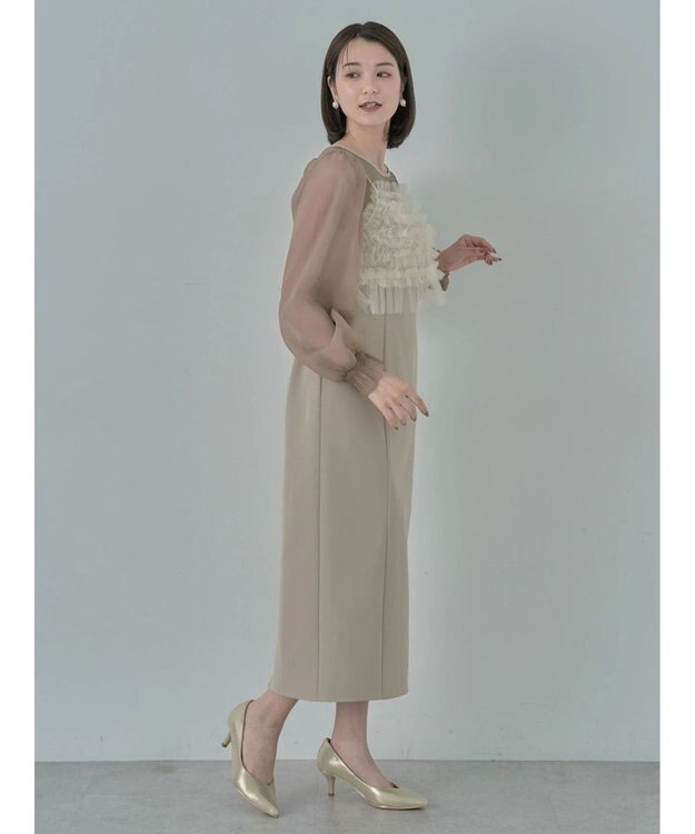 earth music&ecology ＳＥＴ２点チュールキャミ付きドッキングワンピース Beige