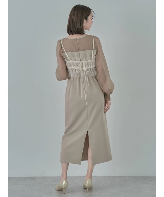 earth music&ecology ＳＥＴ２点チュールキャミ付きドッキングワンピース Beige