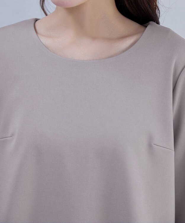 Tiaclasse 【洗える】リボン袖ポンチトップス グレージュ