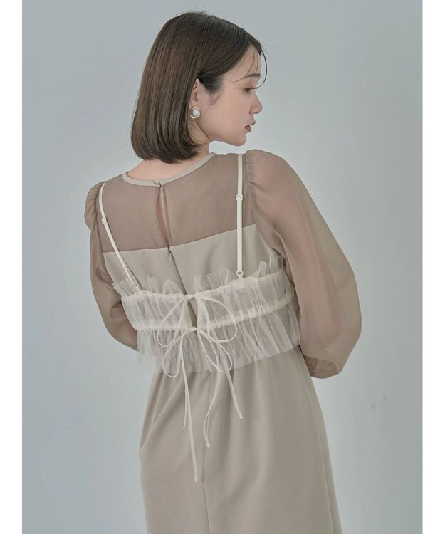 earth music&ecology ＳＥＴ２点チュールキャミ付きドッキングワンピース Beige