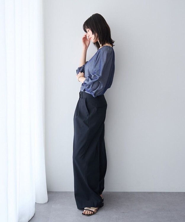 YECCA VECCA ホイップスリーブブラウス Navy