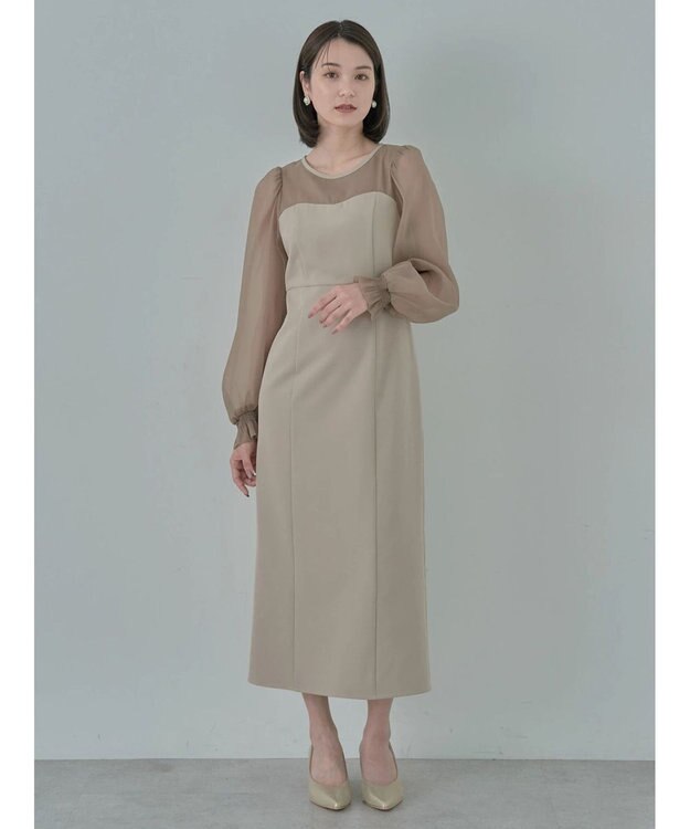 earth music&ecology ＳＥＴ２点チュールキャミ付きドッキングワンピース Beige