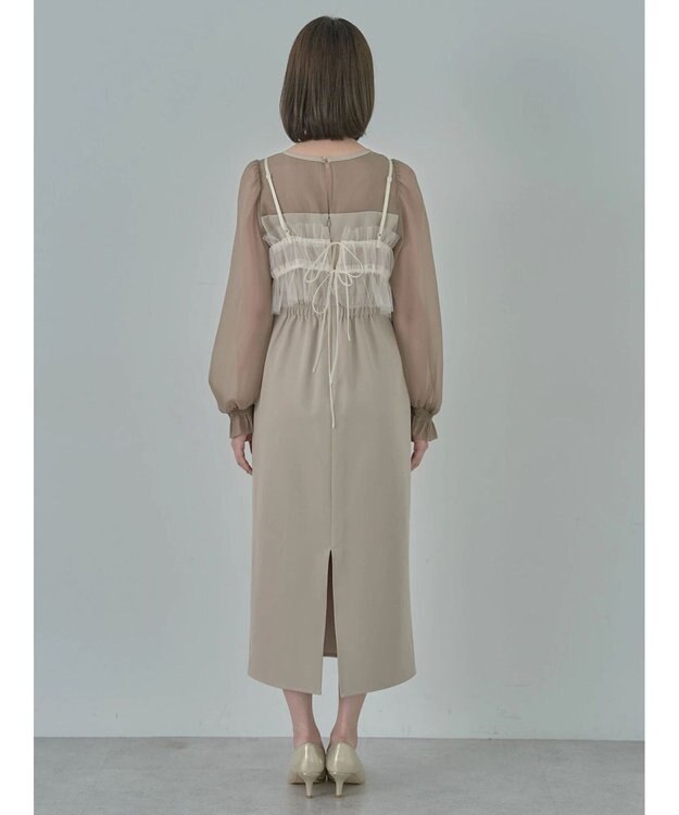 earth music&ecology ＳＥＴ２点チュールキャミ付きドッキングワンピース Beige