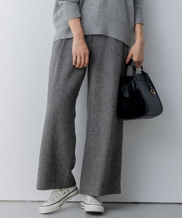 組曲 S ネコアシツィード ワイドパンツ グレー系