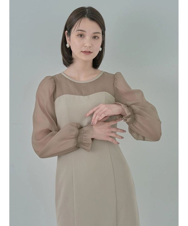 earth music&ecology ＳＥＴ２点チュールキャミ付きドッキングワンピース Beige