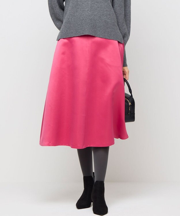 組曲 L マットサテンノーブルスカート フューシャピンク系
