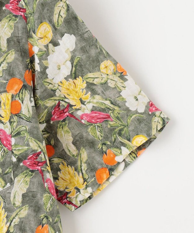 JOSEPH ABBOUD 【TEXTA・リネン100％】BIRD＆フラワープリントシャツ カーキ系6