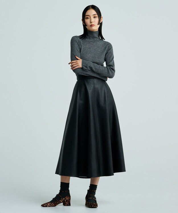 uncrave 【手洗い可】ウォッシャブルエコレザー スカート（uncrave WHITE） ブラック