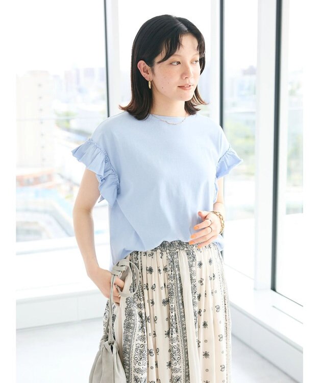 CRAFT STANDARD BOUTIQUE 袖ギャザーフレアプルオーバー Sax