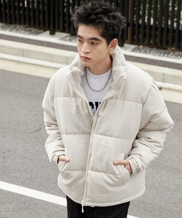 WEGO コーデュロイパデッドブルゾン ライトベージュ