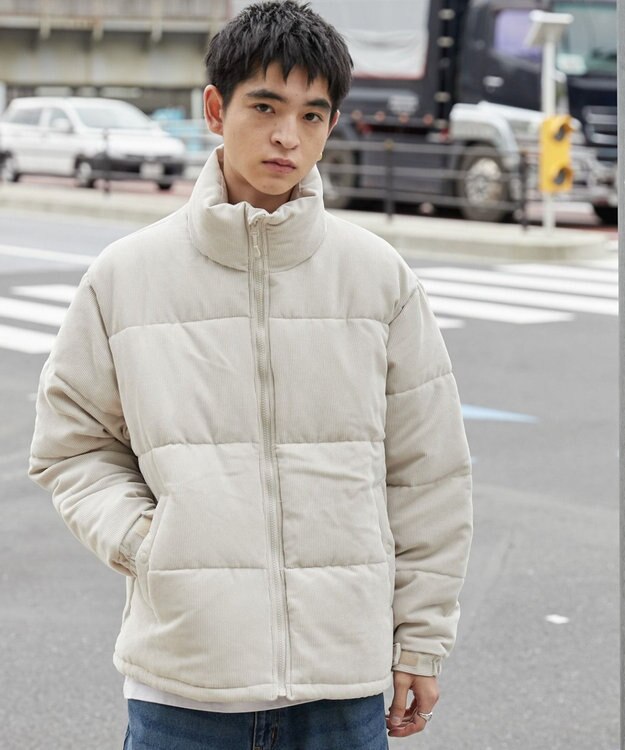 WEGO コーデュロイパデッドブルゾン ライトベージュ