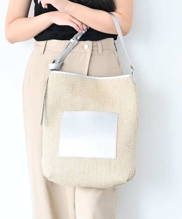 Hekhèr Le Style de Vie 【日本製 / A4サイズ対応 / 3WAY】ジュート×牛革 ショルダーバッグ large シルバー