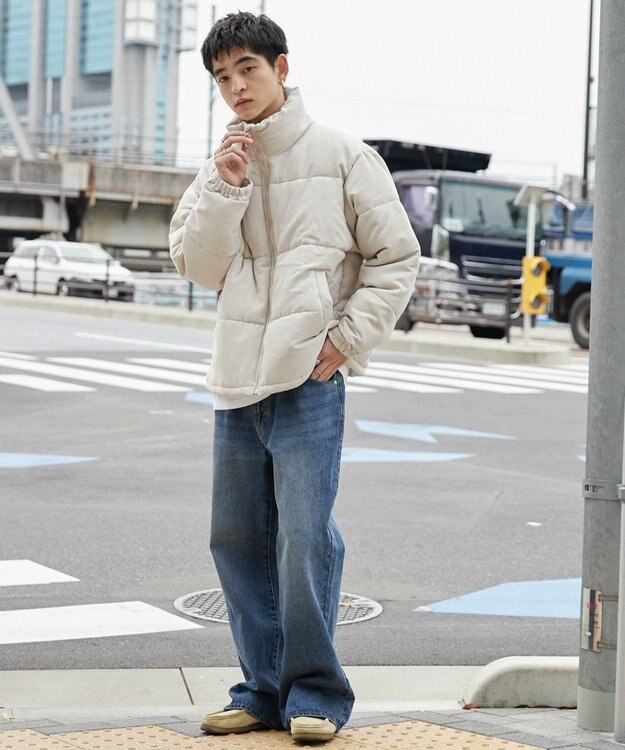 WEGO コーデュロイパデッドブルゾン ライトベージュ