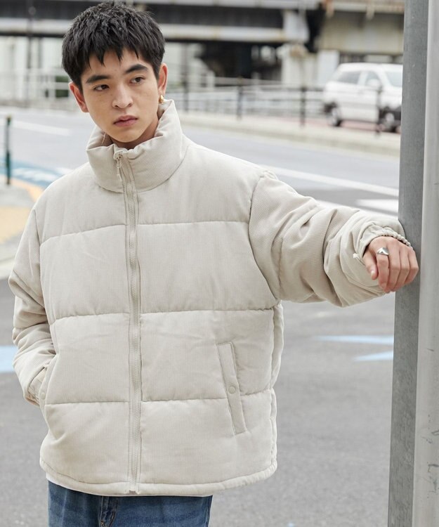 WEGO コーデュロイパデッドブルゾン ライトベージュ