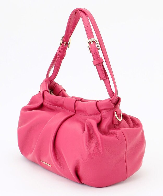 LA BAGAGERIE シープレザー　ギャザーミニバッグ ピンク