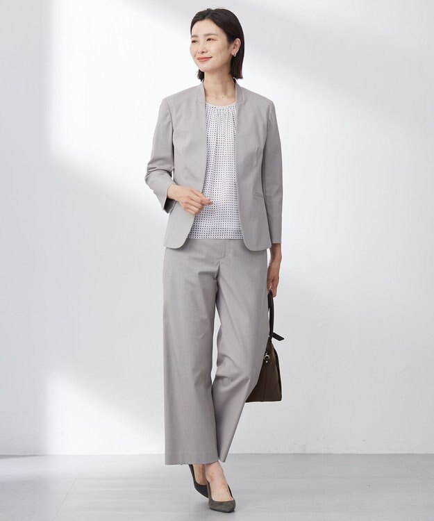 J.PRESS LADIES 【セットアップ対応・洗える・撥水】コットンFITTY ストレート パンツ ベージュ系