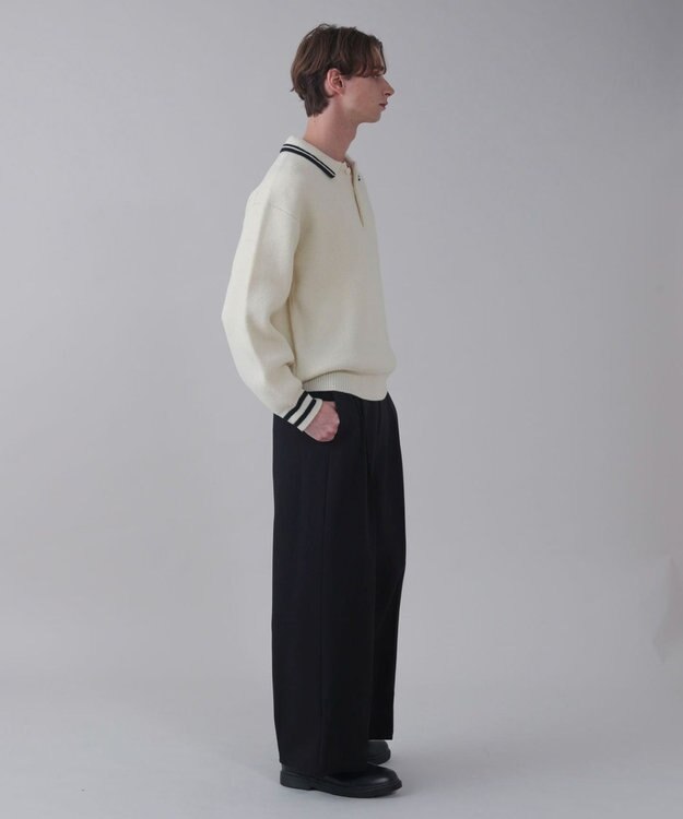 WEGO 【ユニセックス着用ITEM】ワンポイント刺繍ニットポロ ホワイト