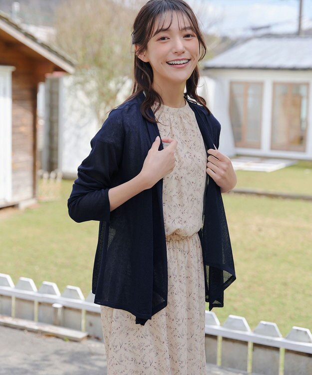 Tiaclasse 【洗える】花柄フレンチスリーブワンピース アイボリー