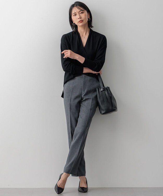 23区 【洗える】ウールテンジク Vネック ニット ブラック系