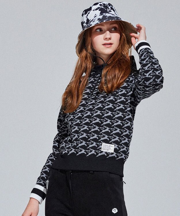 PW CIRCULUS 【イージーケア/軽量】【WOMEN】 MOFUモチーフ ニットフーディ ブラック系