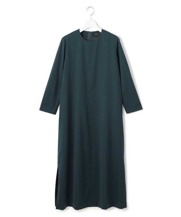 23区 L 【洗える】メリノウールサテン ワンピース グリーン系
