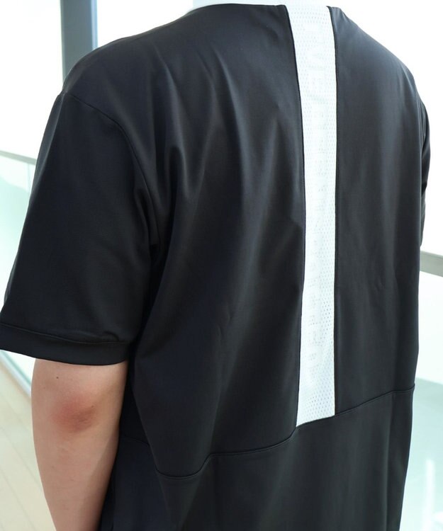 PW CIRCULUS 【UVカット / 吸水速乾 / 伸縮性抜群】【MEN】バックメッシュ切り替えモックT ブラック系