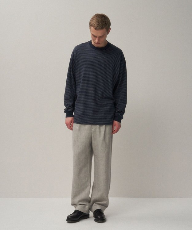 ATON LINEN WOOL TWILL | ルーズフィットパンツ - UNISEX LIGHT GRAY