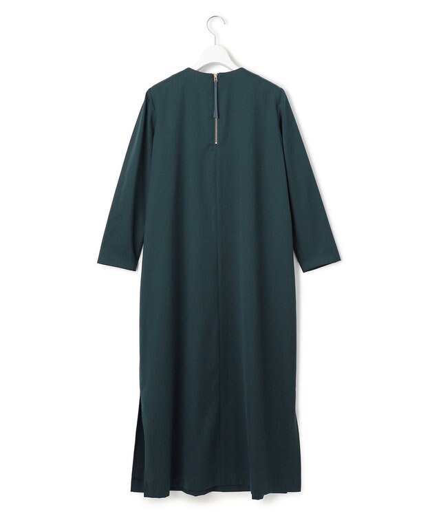 23区 L 【洗える】メリノウールサテン ワンピース グリーン系