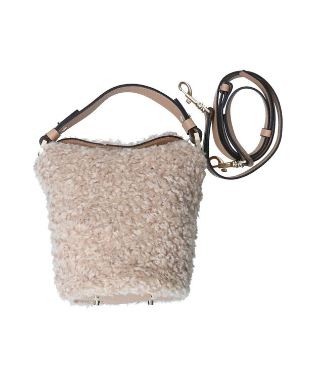 INTER-CHAUSSURES 【LORISTELLA】レザーハンドルミニボアバッグ ベージュコンビ