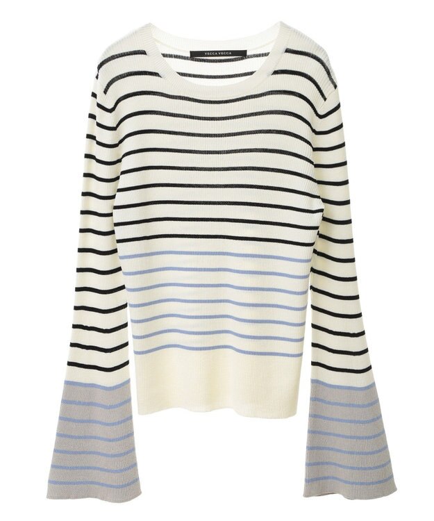 YECCA VECCA マルチボーダー柄ニット Ivory